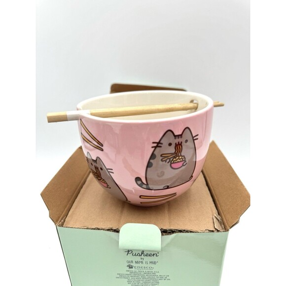 Pusheen The Cat Ramen Bowl with Chopsticks New in Box Enesco - Picture 1 of 7